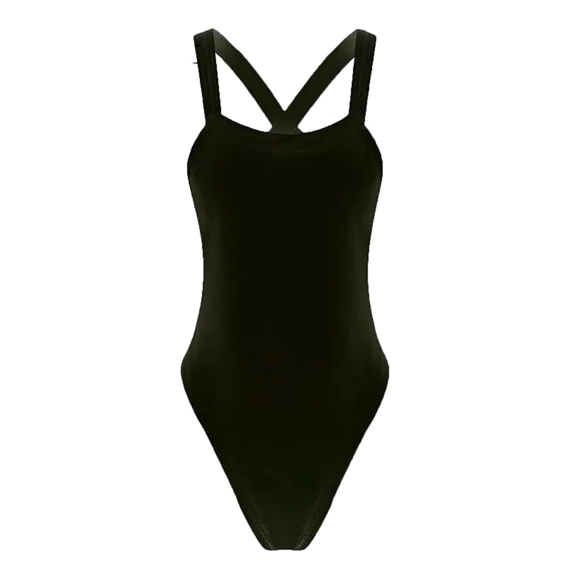 Backless One-Piece Swimsuit with Cross-Back Straps