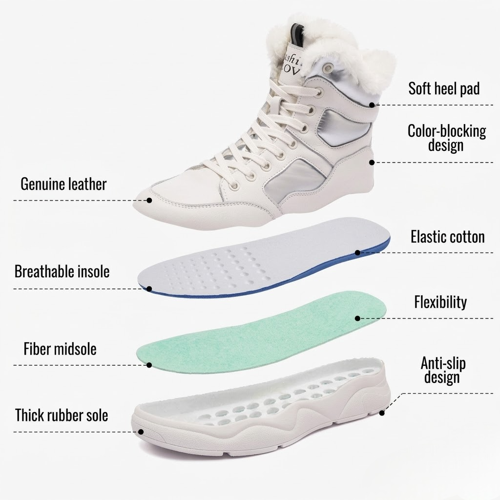 Women's Genuine Leather Winter Sneaker Boots