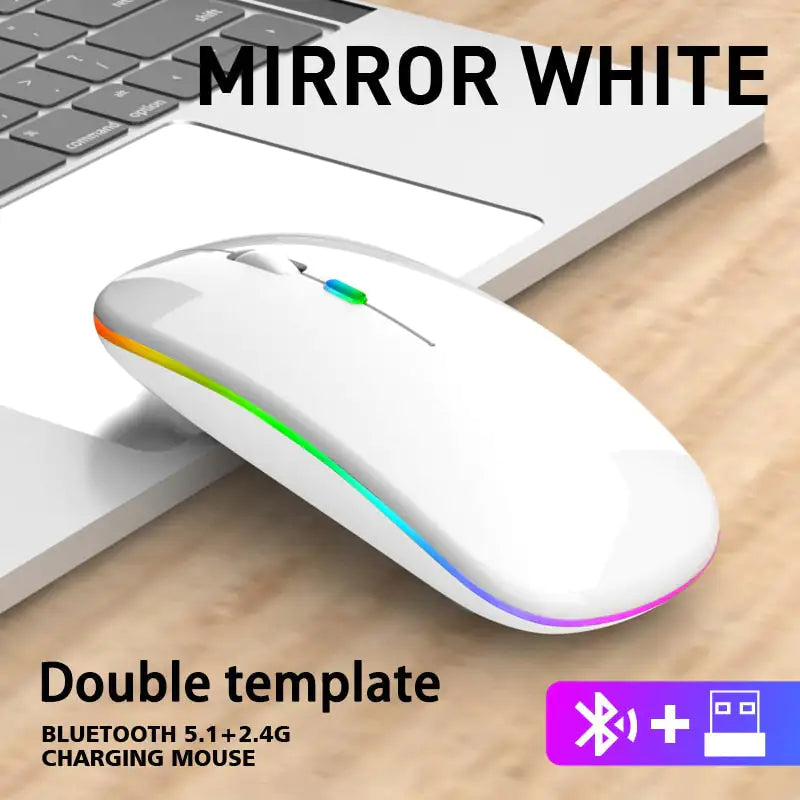 USB Rechargeable Silent LED Wireless Mouse, Supports Dual Link Mode, Connect 2 Computers