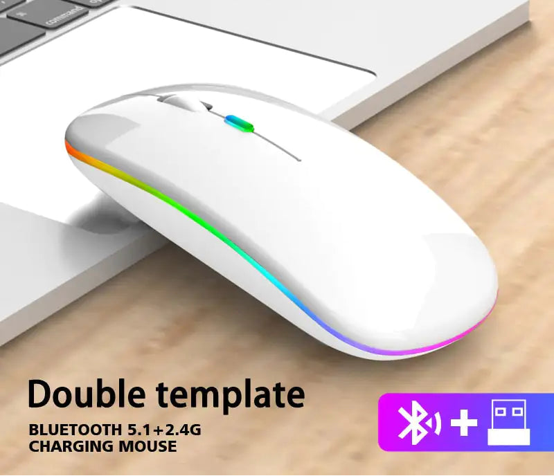 USB Rechargeable Silent LED Wireless Mouse, Supports Dual Link Mode, Connect 2 Computers