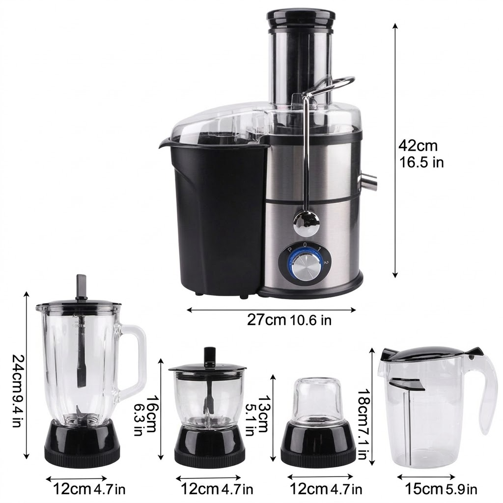 4-in-1 Multifunction Food Processor – Juicer, Blender, Grinder & Chopper