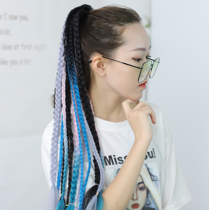 Colorful Braided Synthetic Hair Ponytail Extensions