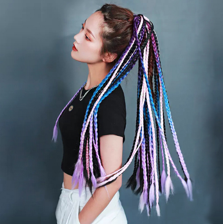 Colorful Braided Synthetic Hair Ponytail Extensions