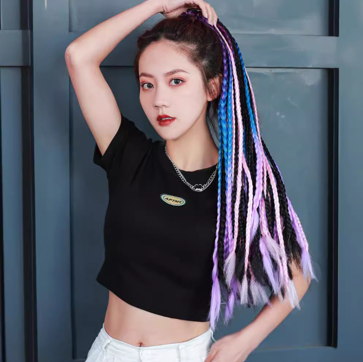 Colorful Braided Synthetic Hair Ponytail Extensions