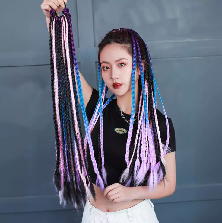 Colorful Braided Synthetic Hair Ponytail Extensions