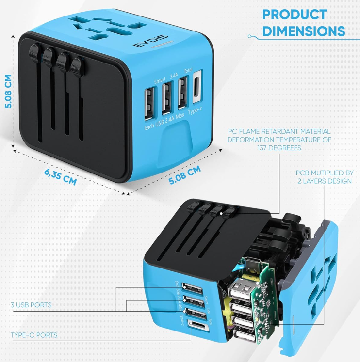 2500W Universal High-Power Travel Adapter