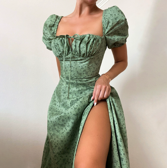 Floral High Slit Midi Dress