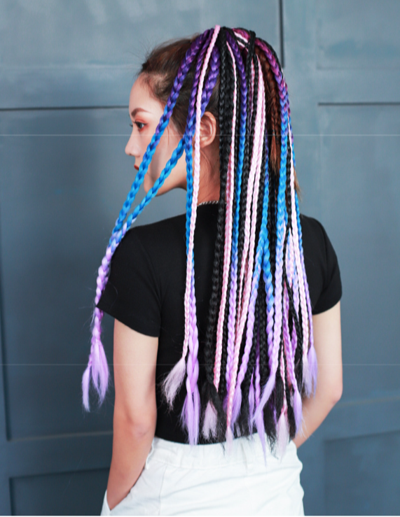 Colorful Braided Synthetic Hair Ponytail Extensions
