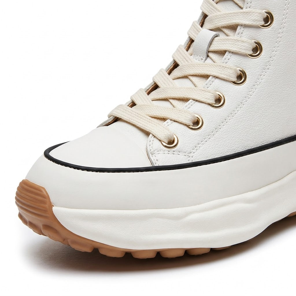 Women's High-Top Leather Platform Sneakers