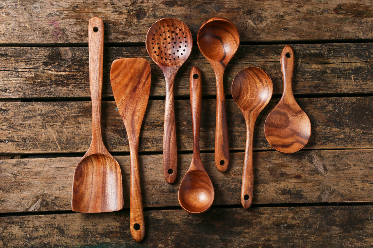 7-Piece Classic Wooden Kitchen Utensil Set