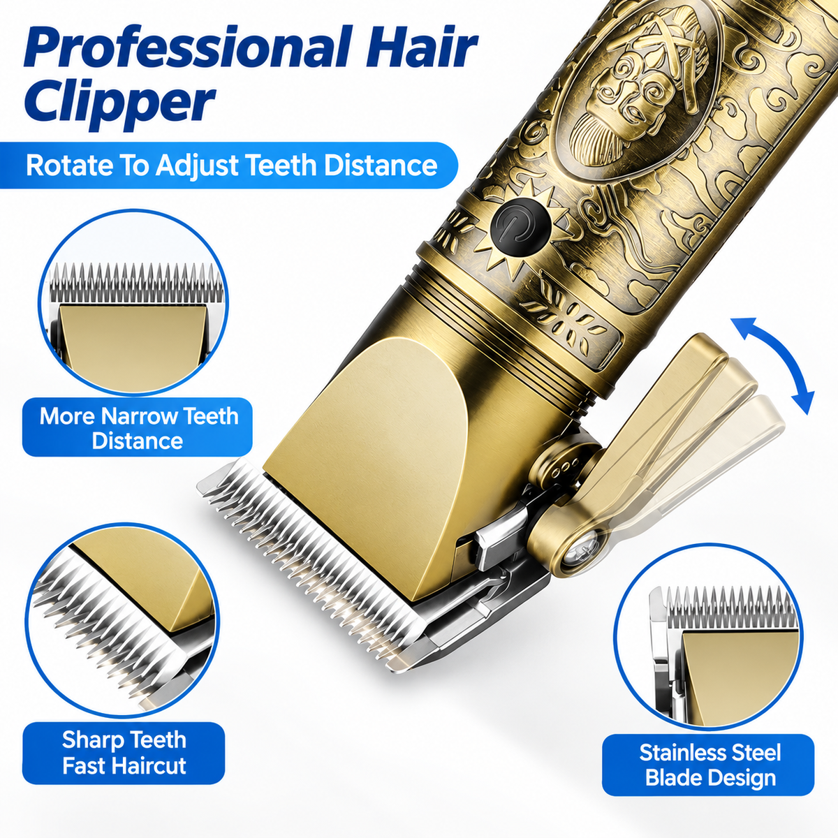 4-in-1 Professional Cordless  Men's Hair Clipper & Trimmer Grooming Set with LCD Display