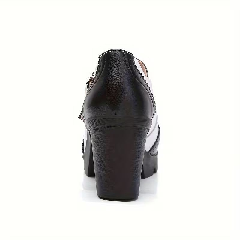 Genuine Leather Platform Oxford Mary Jane Pumps