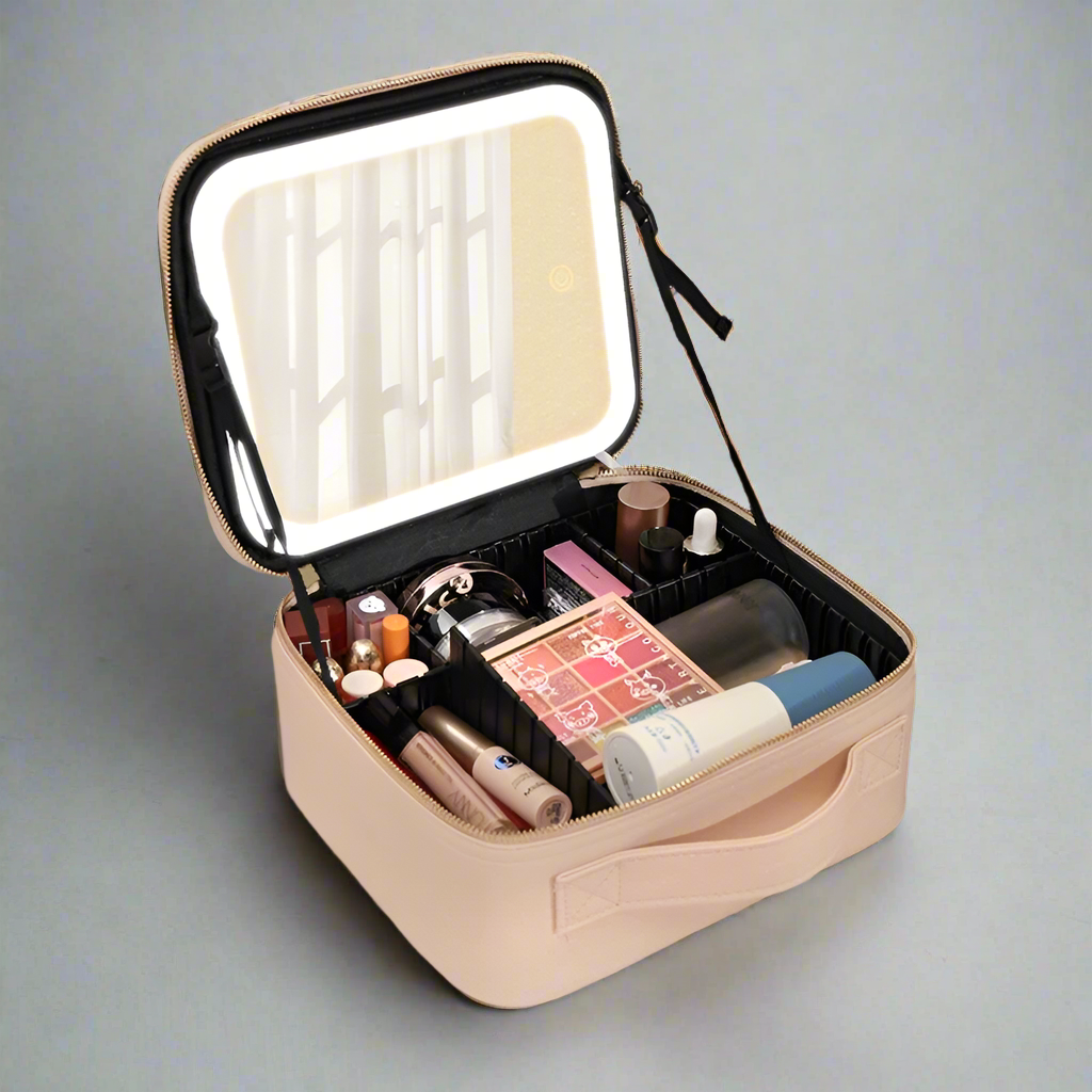 Waterproof Makeup Case with Detachable LED Mirror