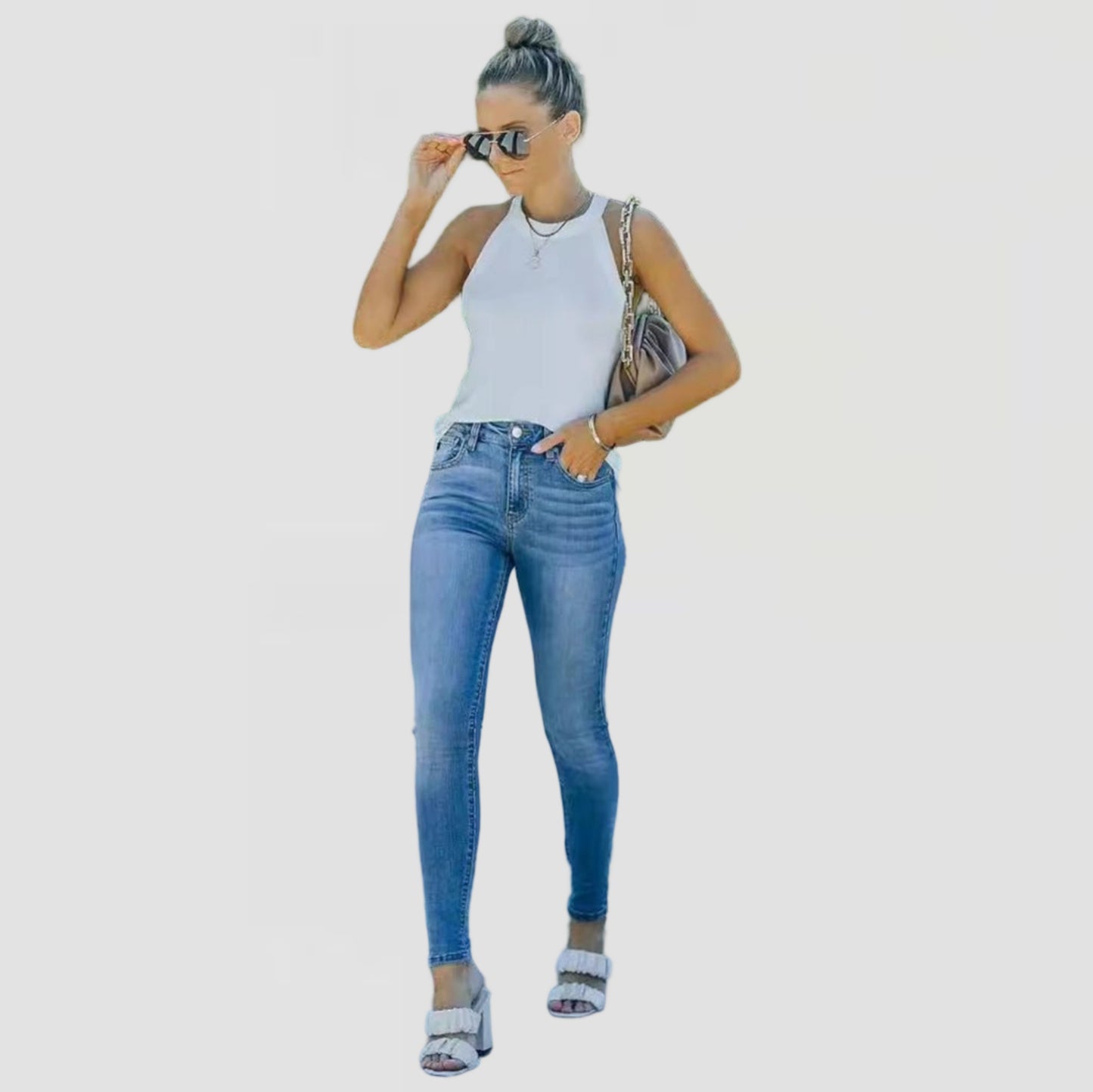 Skinny-Fit Stretch Faded Jeans