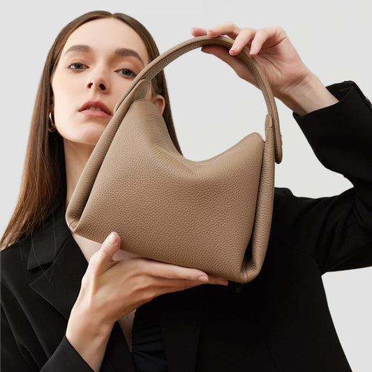 Genuine Cowhide Leather Handbag with Shoulder/Crossbody Strap