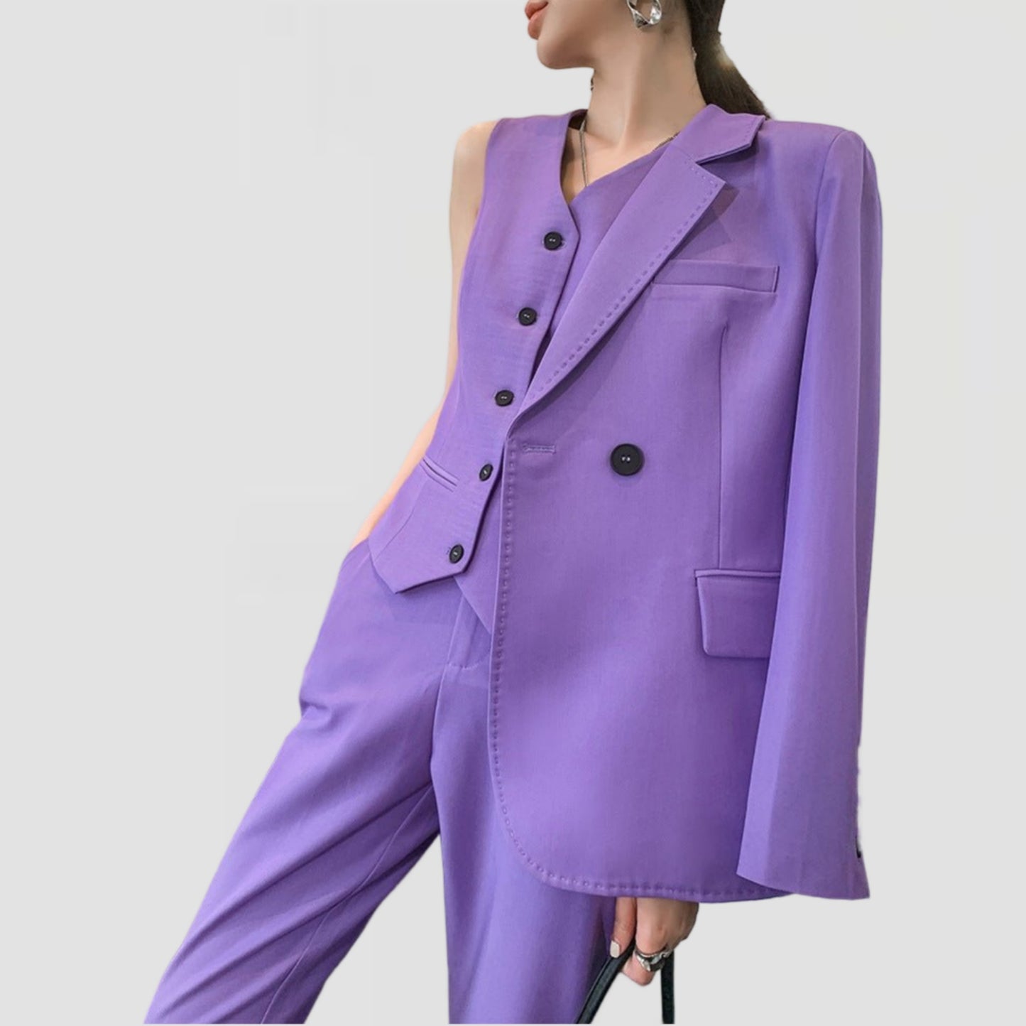 3-Piece Violet Double-Breasted Suit
