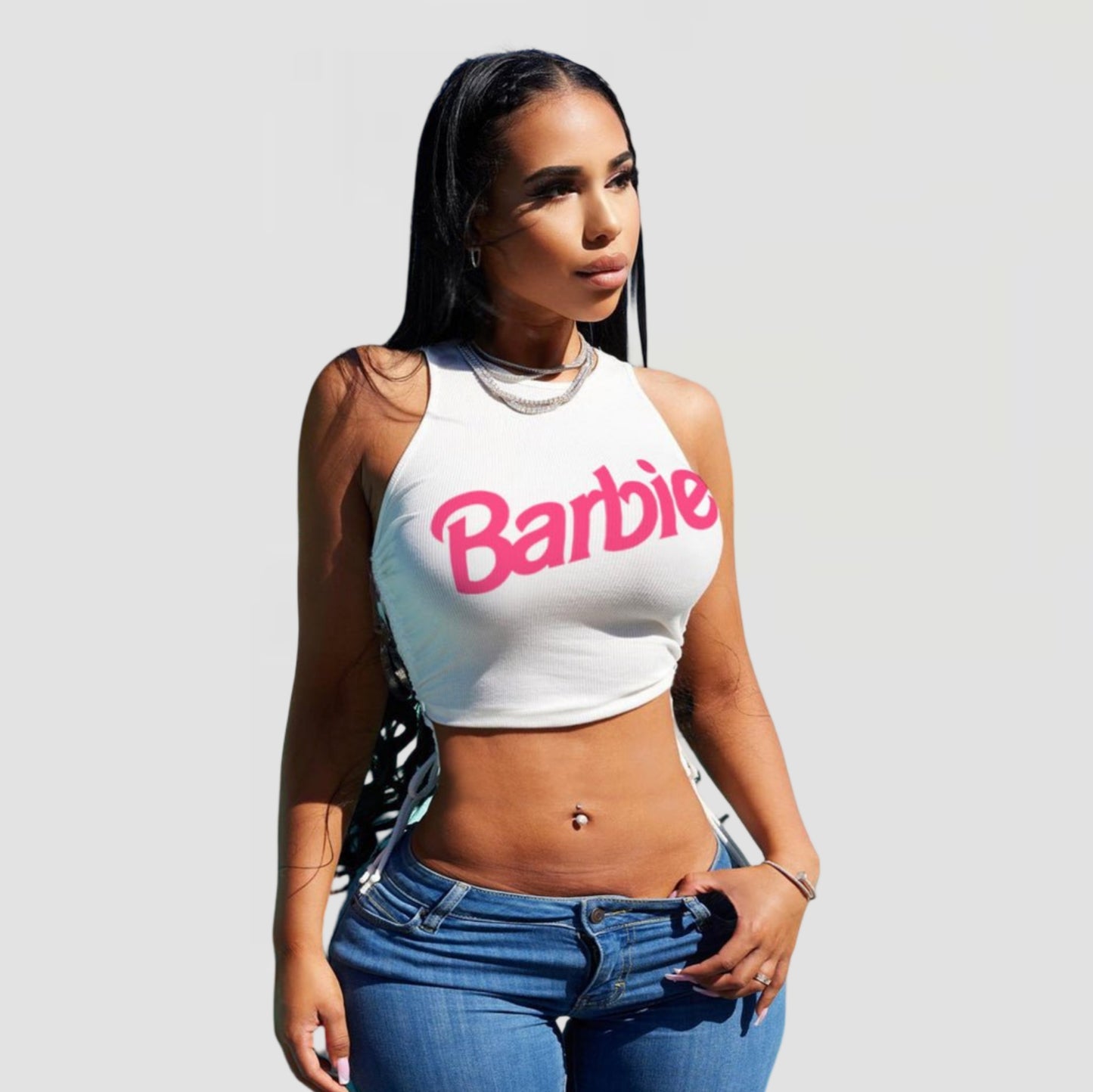 Barbie Print Cropped Tank Top