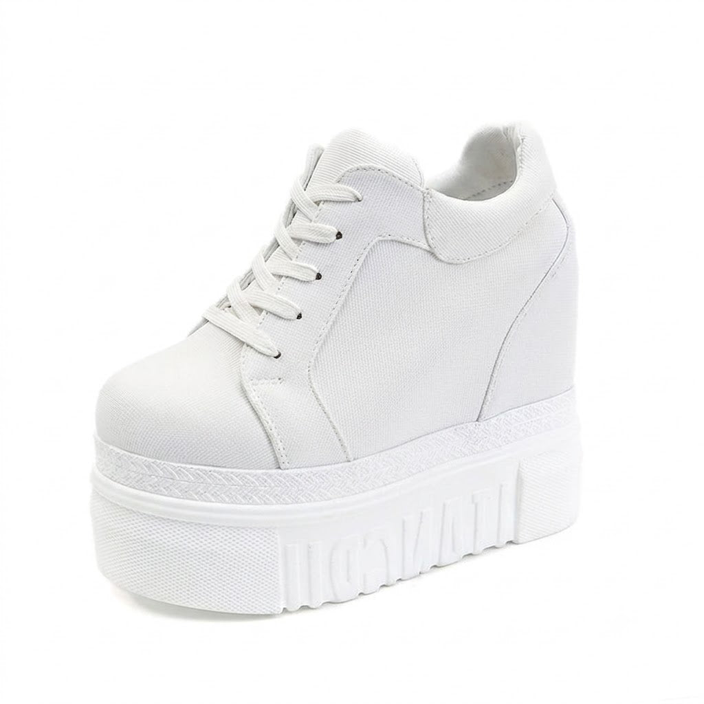 Embroidered Rose Platform Wedge Sneakers