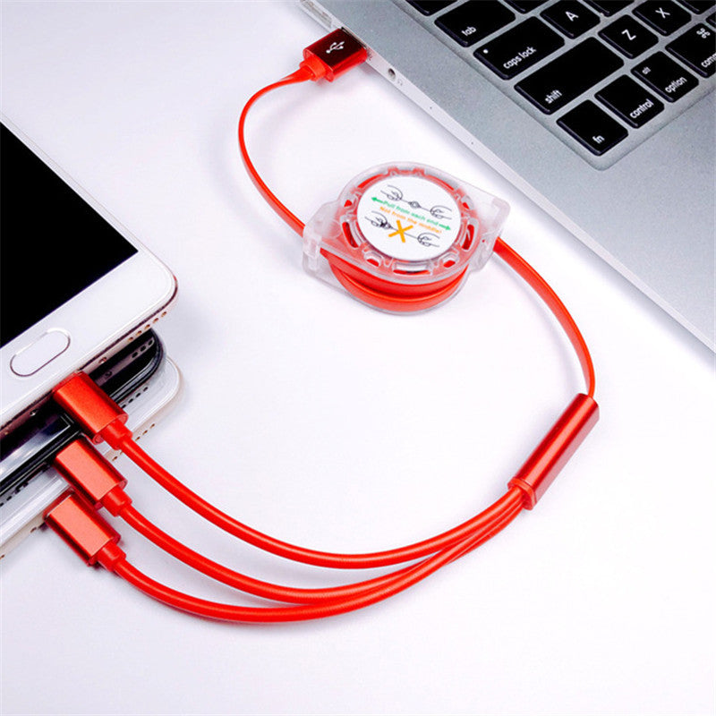 3-in-1 Retractable USB Charging Cable – Type-C, Micro-USB & Lightning
