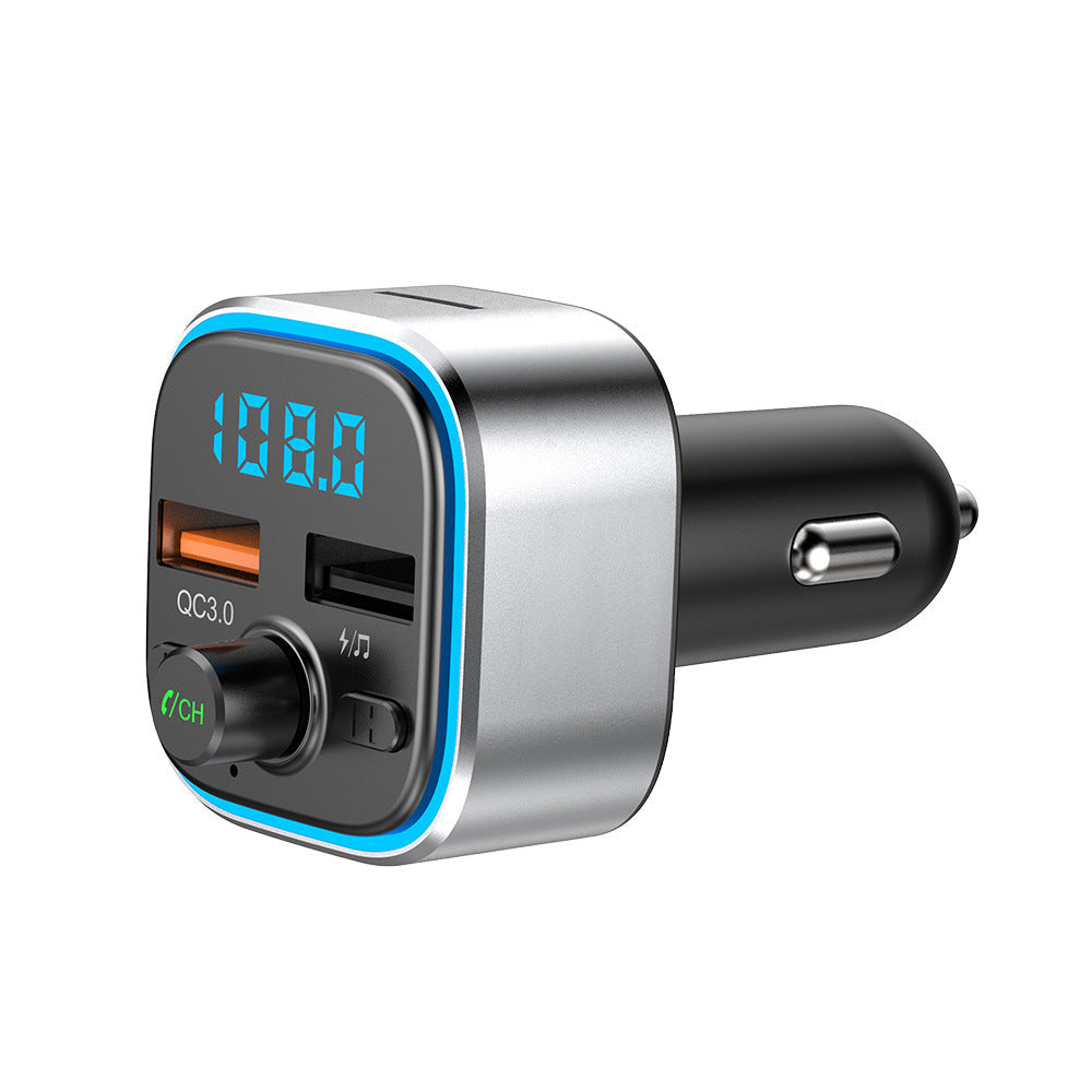Techstar® T32 Bluetooth 5.0 FM Transmitter for Car with QC 3.0 (Quick Charge) Port, USB Flash Drive Port, Micro SD Card Port, Ambiant LED Light, LCD Display and Hands-Free calls