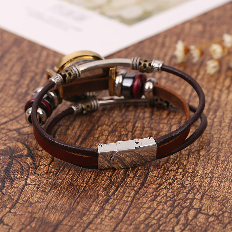 Retro-Style Women's Multi-Layered Bracelet Quartz Watch