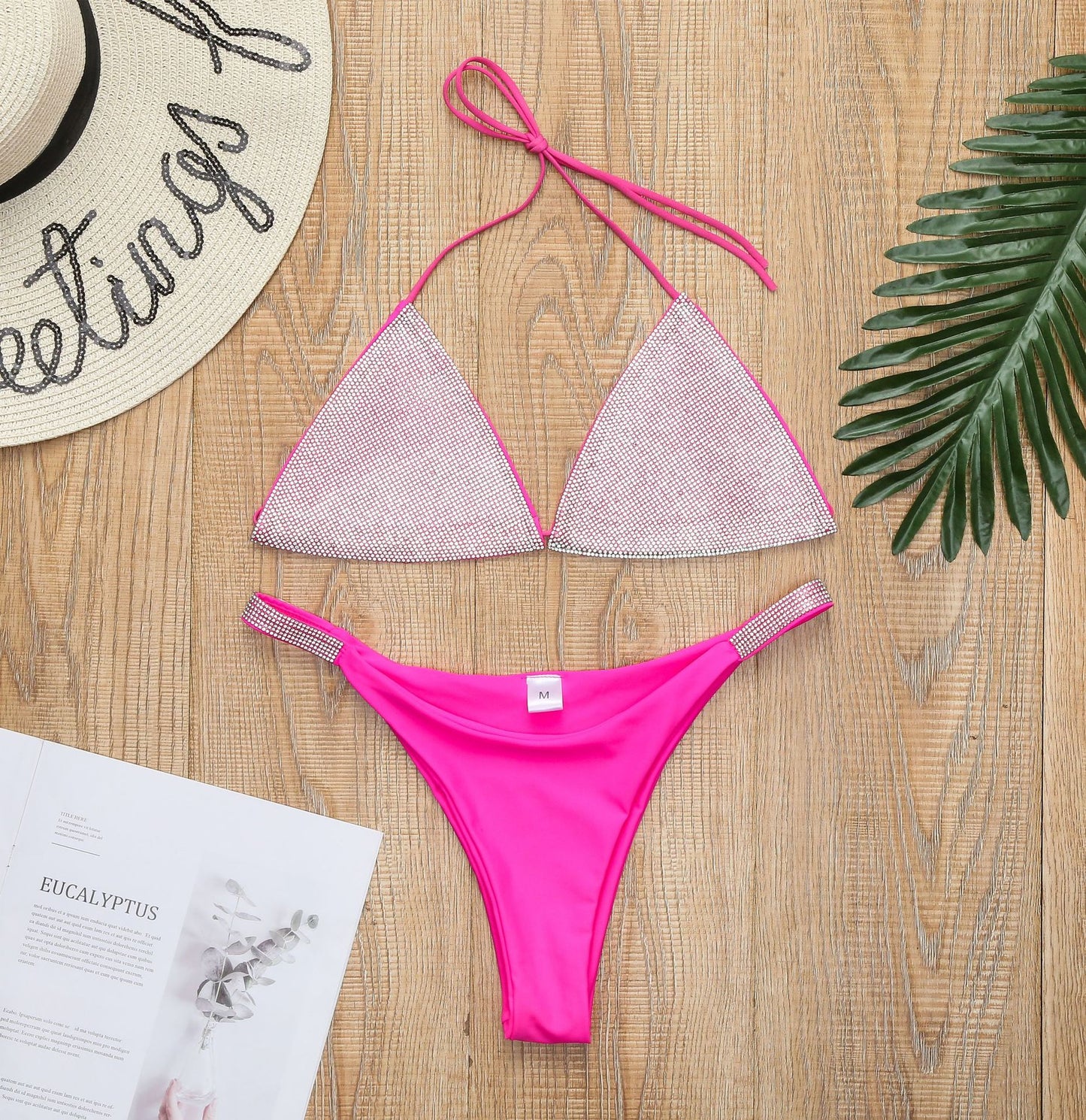 Two-Piece Sparkly Halter Bikini Swim Set