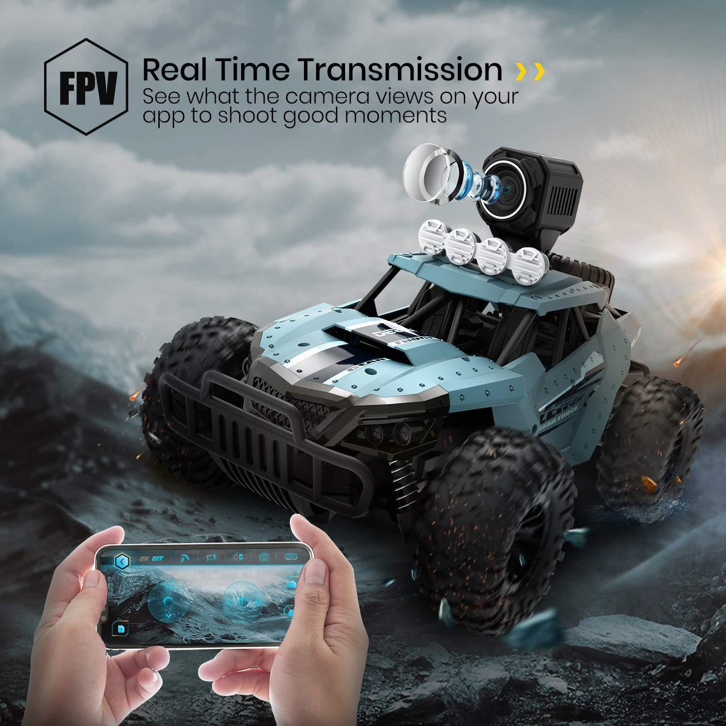 720P HD FPV Camera 4WD 30KM/H Remote Control Monster Truck