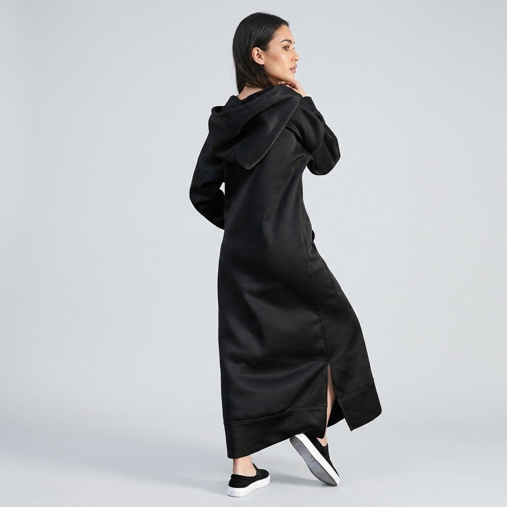 Side-Slit Maxi Hoodie Dress