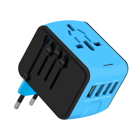 Universal Fast Charging Travel Adapter with 4 USB Ports, 4 Standard Plugs UK-US-AUS-EU