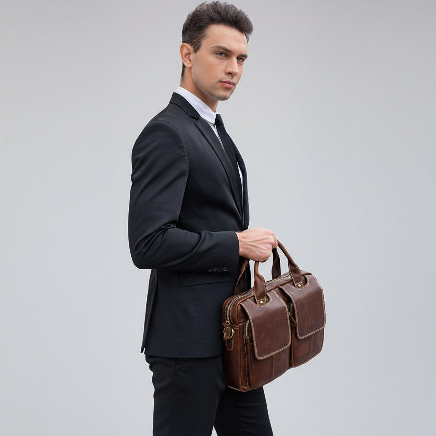 Men's Vintage Genuine Leather Business Briefcase