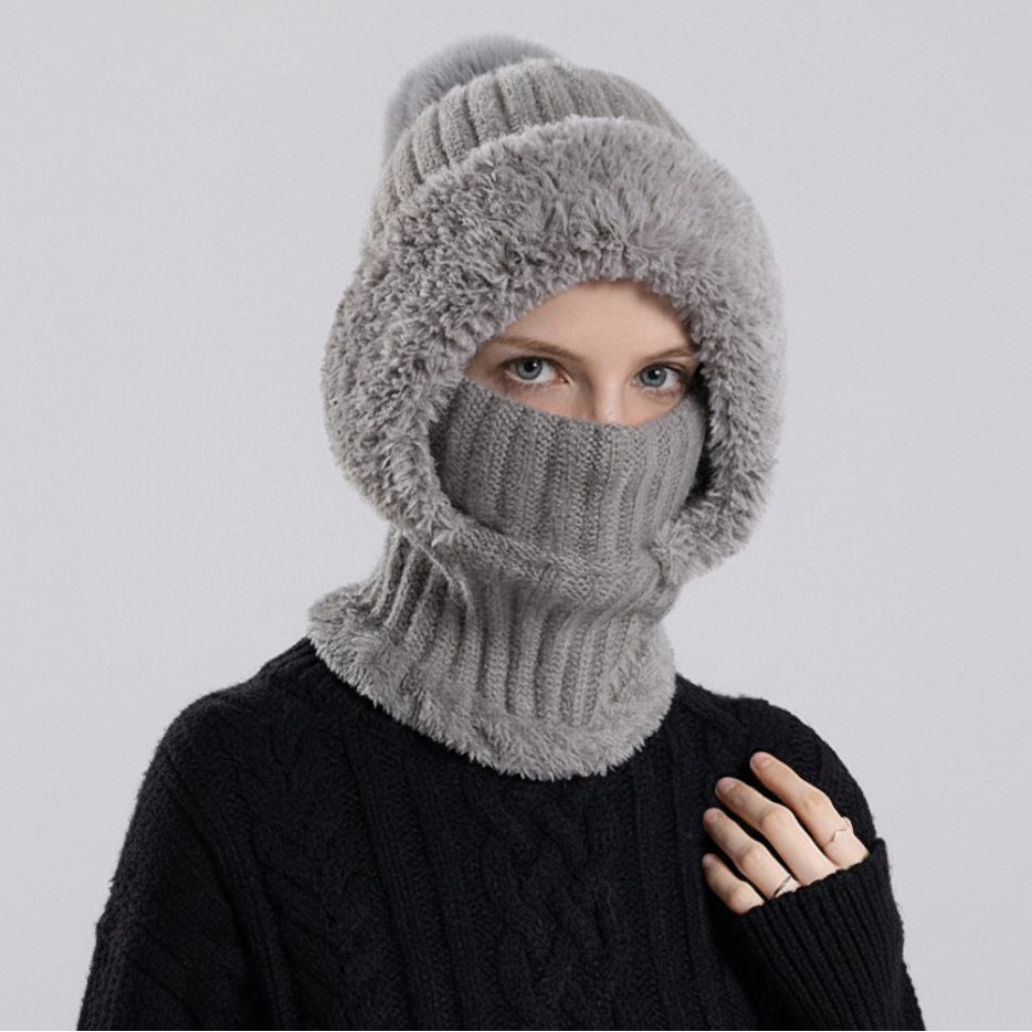 3-in-1 Women's Knit Beanie Hat