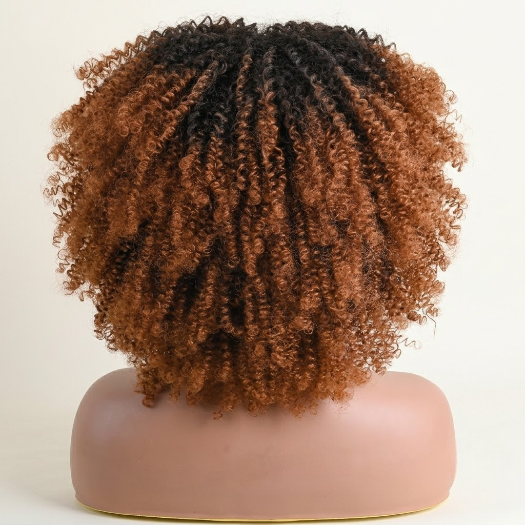 Natural-Looking Curly Synthetic Wig with Full Bangs – 16-Inch/40CM