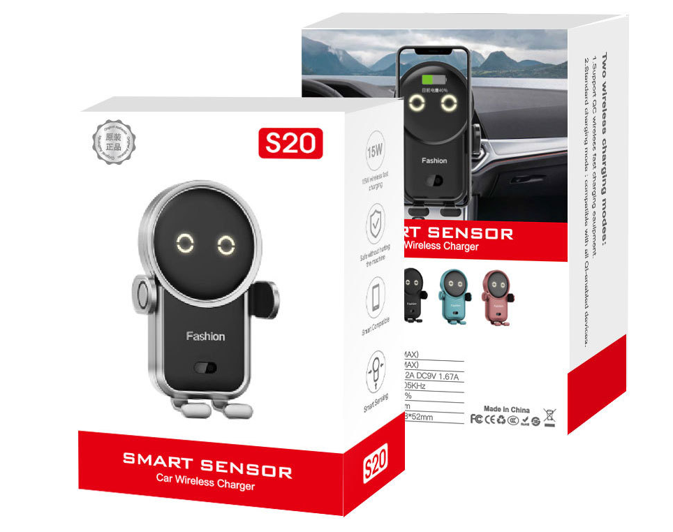 15W Wireless Smart Sensor Auto-Clamping Car Phone Holder