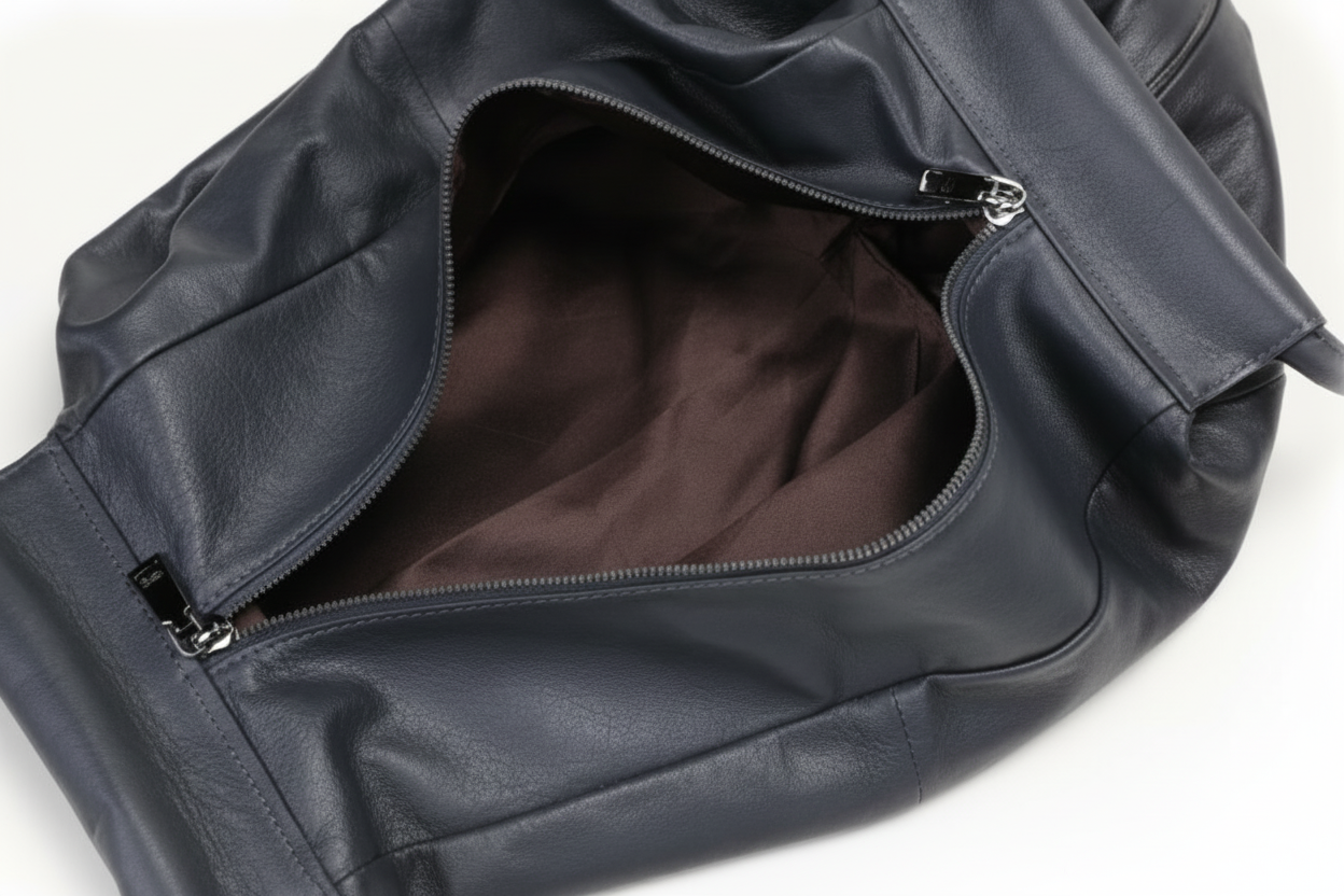 Genuine Cowhide Leather Slouchy Shoulder Bag