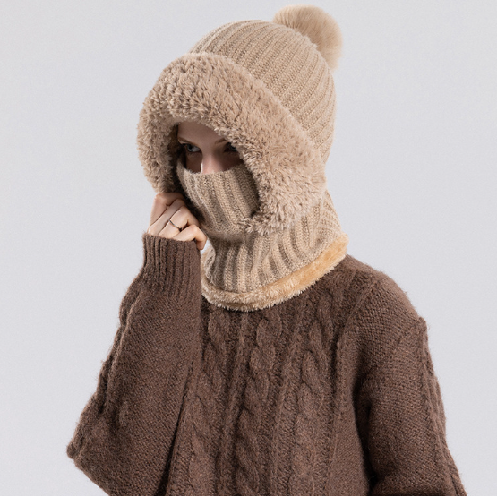 3-in-1 Women's Knit Beanie Hat