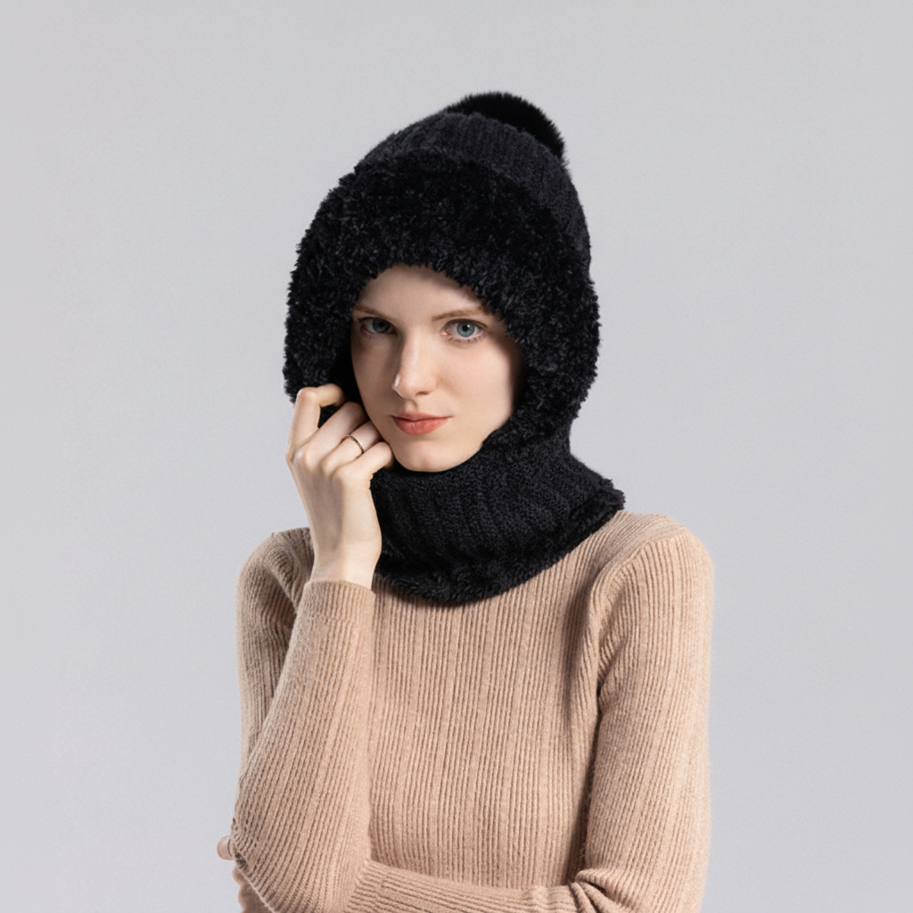 3-in-1 Women's Knit Beanie Hat
