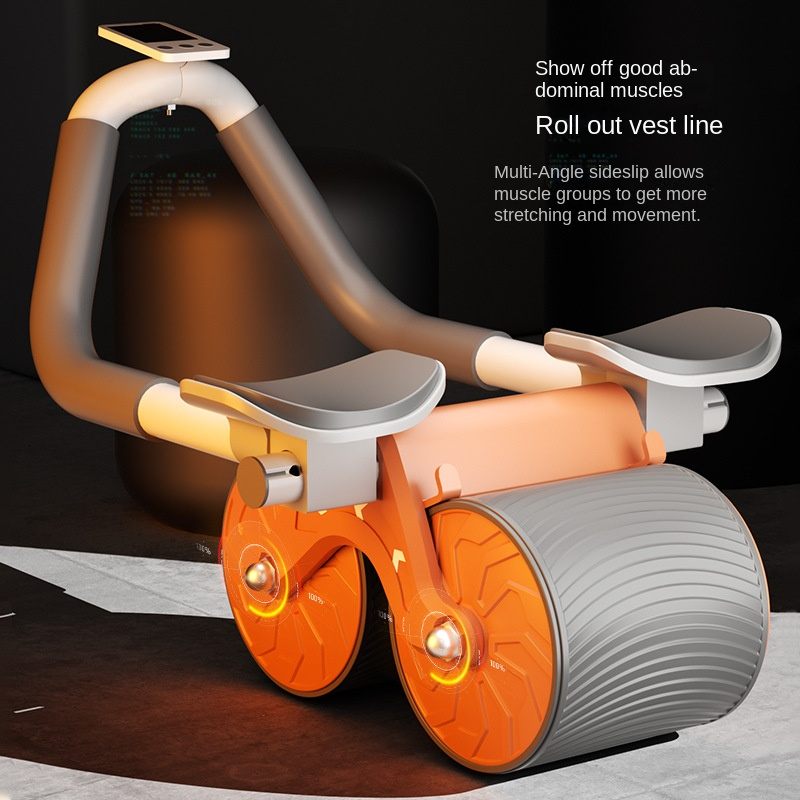 Automatic Rebound Ab Roller Wheel with Elbow Support and Phone Holder