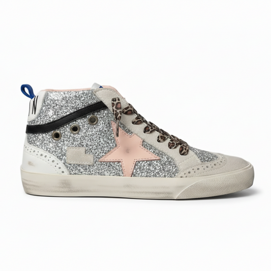 Women's Golden Goose Mid-Star Glitter Sneakers