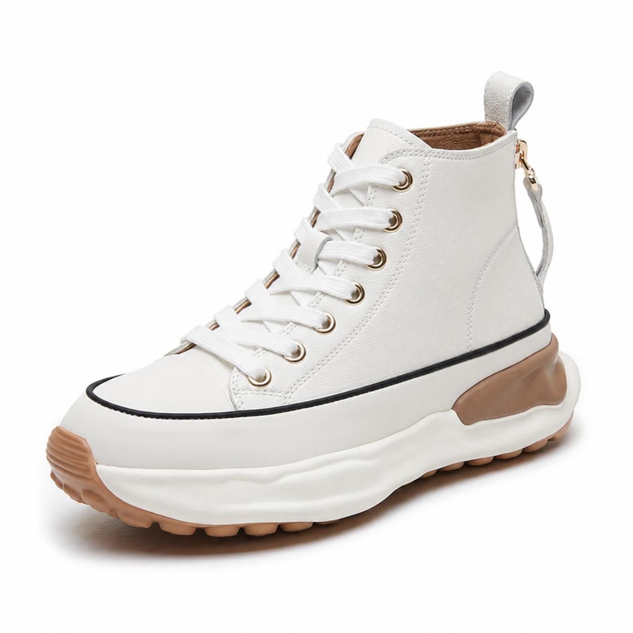 Women's High-Top Leather Platform Sneakers