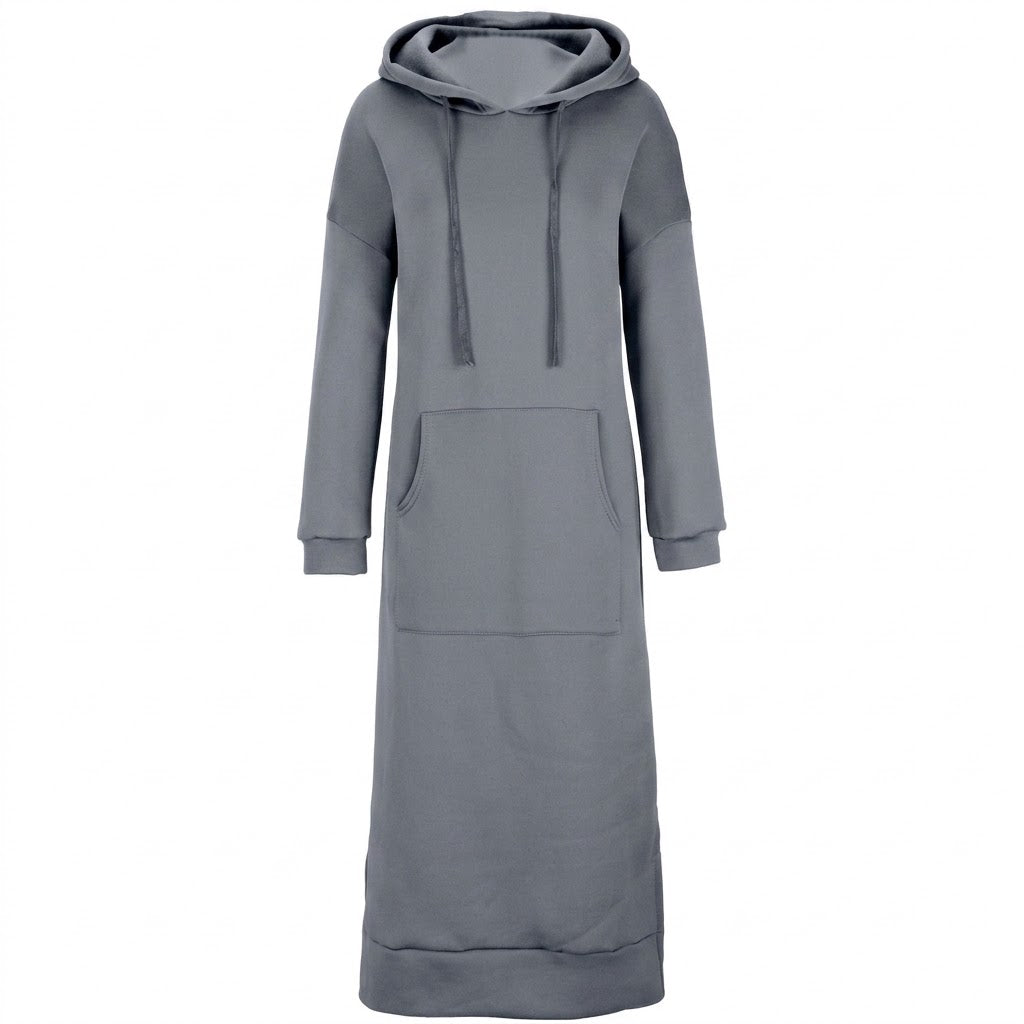 Side-Slit Maxi Hoodie Dress