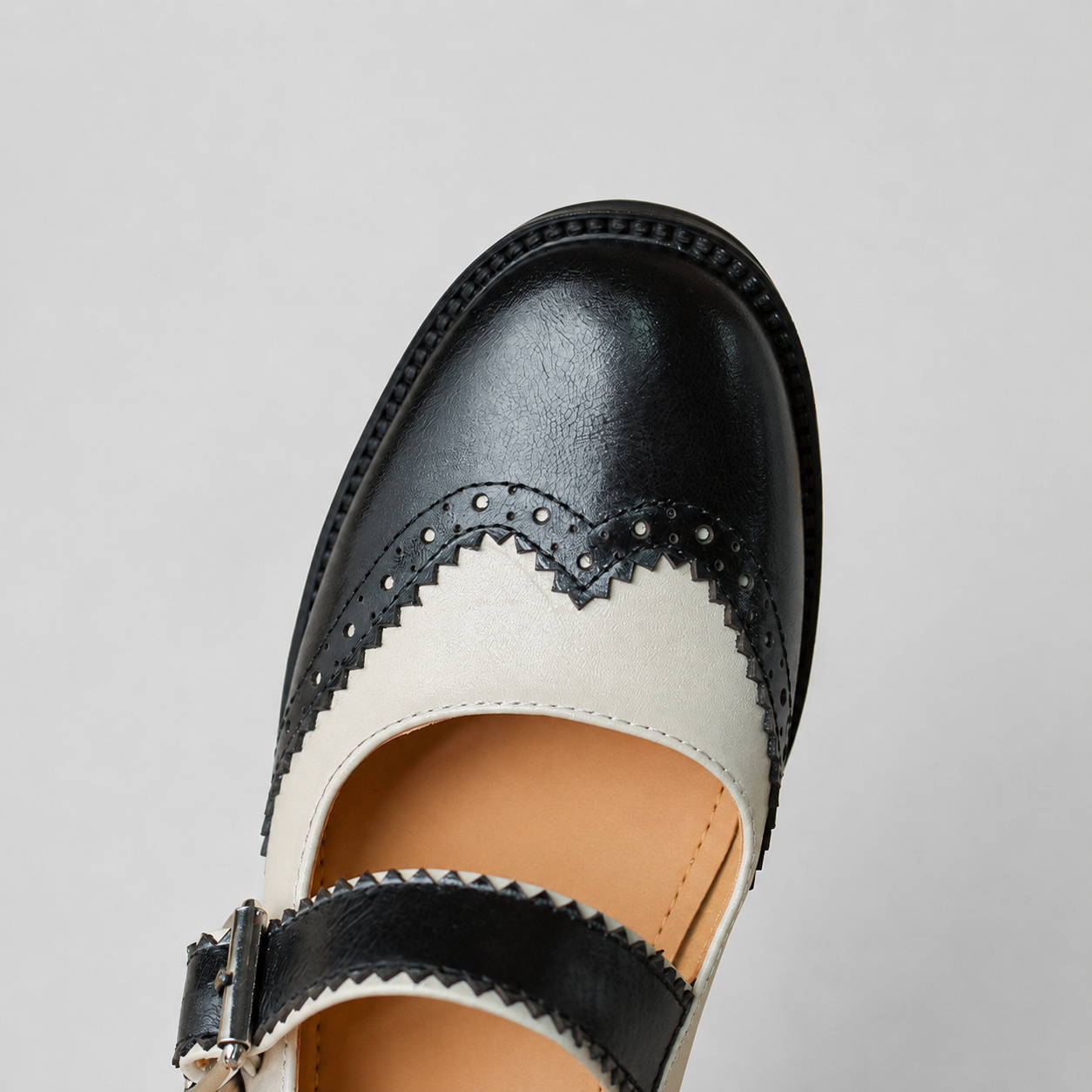Genuine Leather Mary Jane Brogue Oxfords