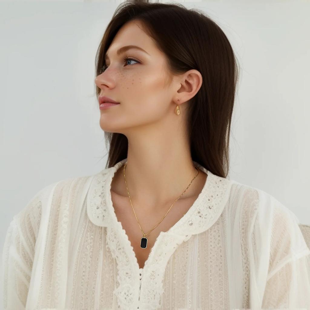 Black Onyx Pendant Gold Plated Necklace