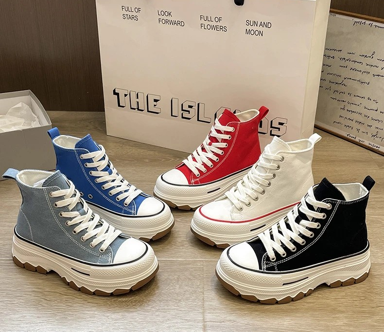 Chunky-soled High-top Canvas Sneakers
