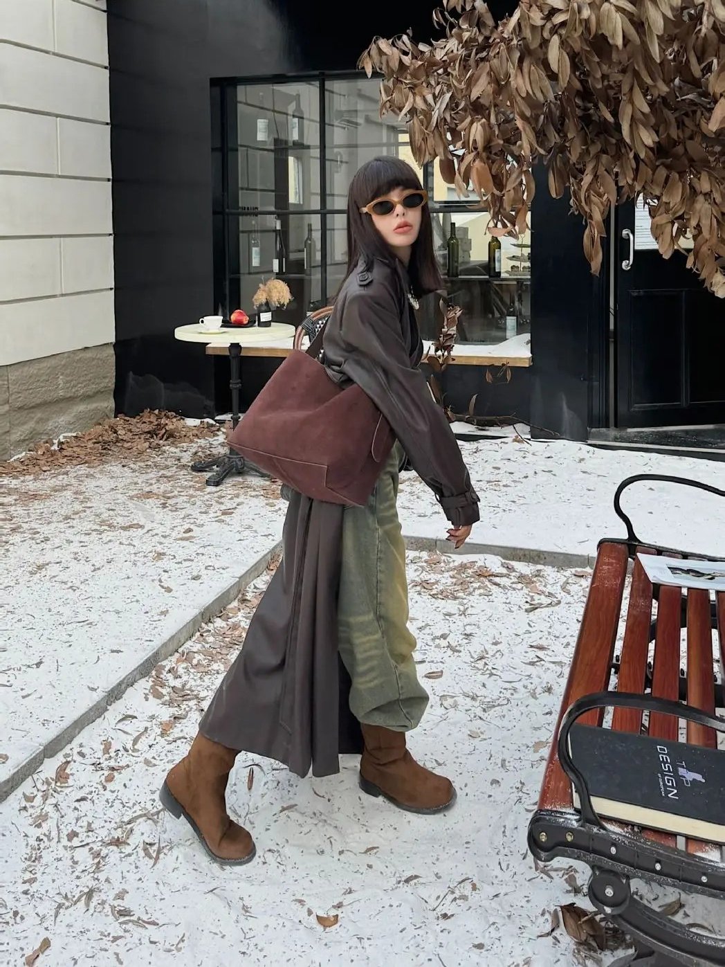 Retro Suede Slouchy Tote Bag