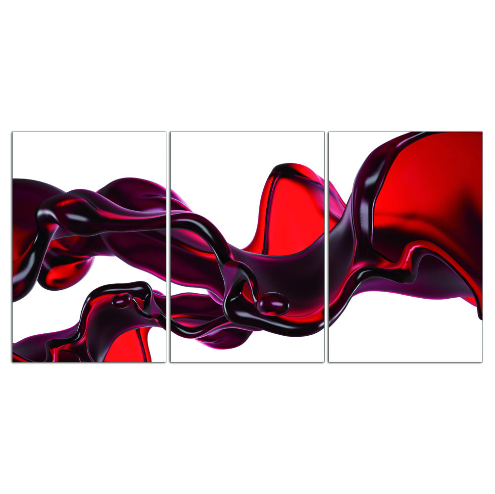 Oppidan Home "Abstract Liquid in Red" 3 Piece Acrylic Wall Art (36"H x 72"W)