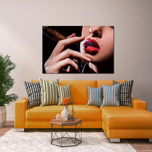 Oppidan Home "Red Lip Cigar" Acrylic Wall Art (32"H x 48"W)