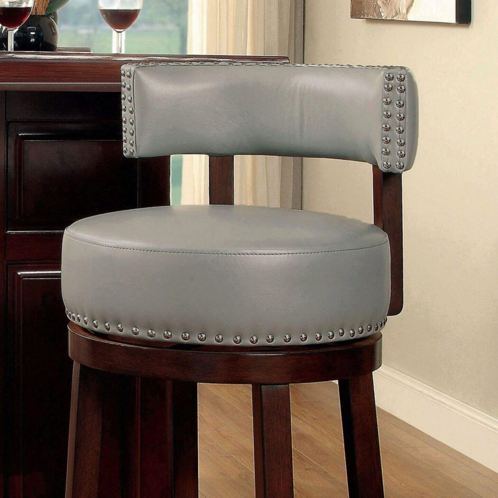 Faux Leather Upholstered Swivel Bar Stools