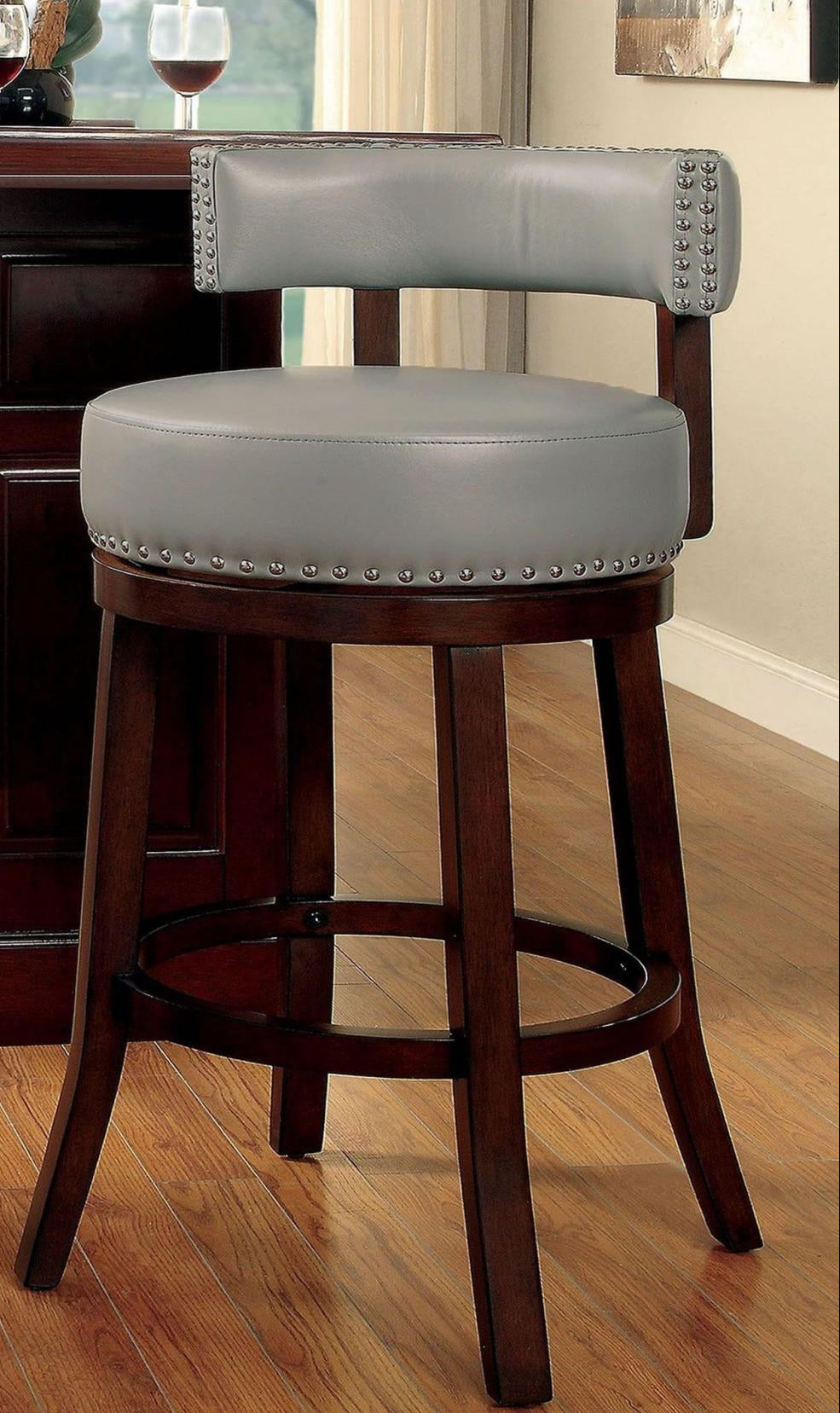 Faux Leather Upholstered Swivel Bar Stools