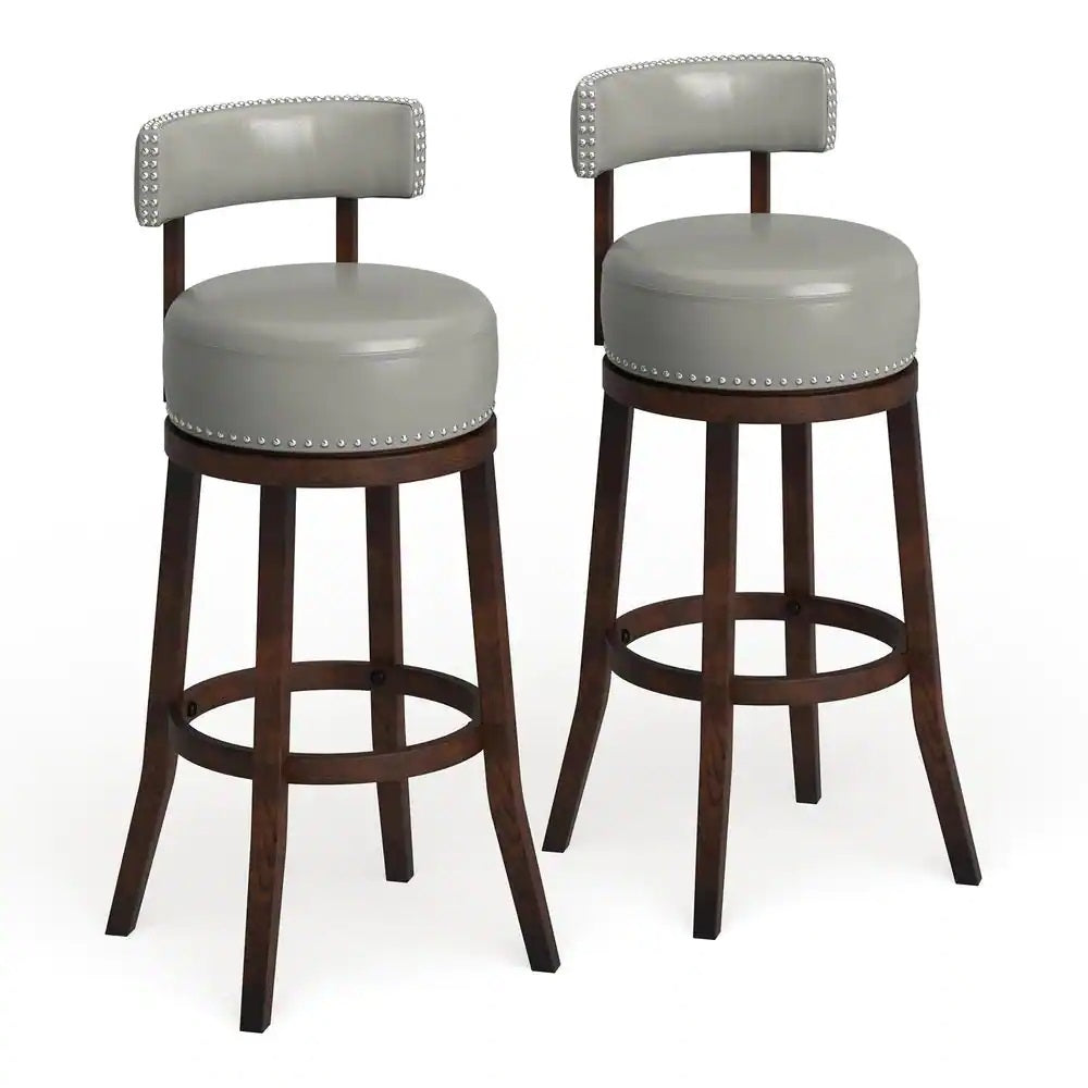 Faux Leather Upholstered Swivel Bar Stools