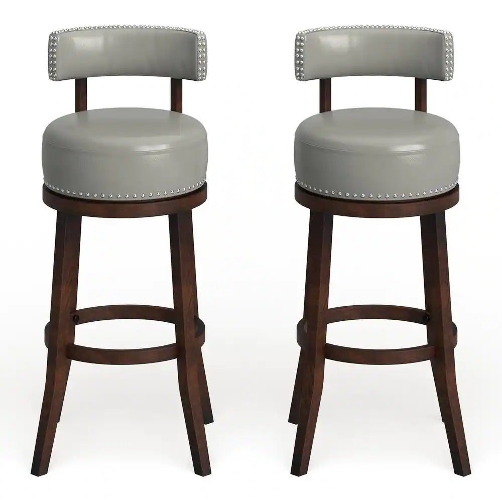 Faux Leather Upholstered Swivel Bar Stools